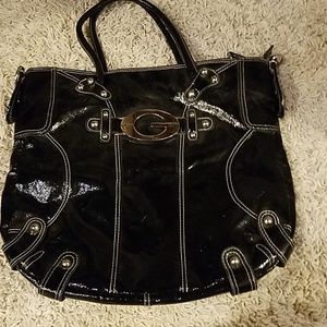 Guess black patent leather bag